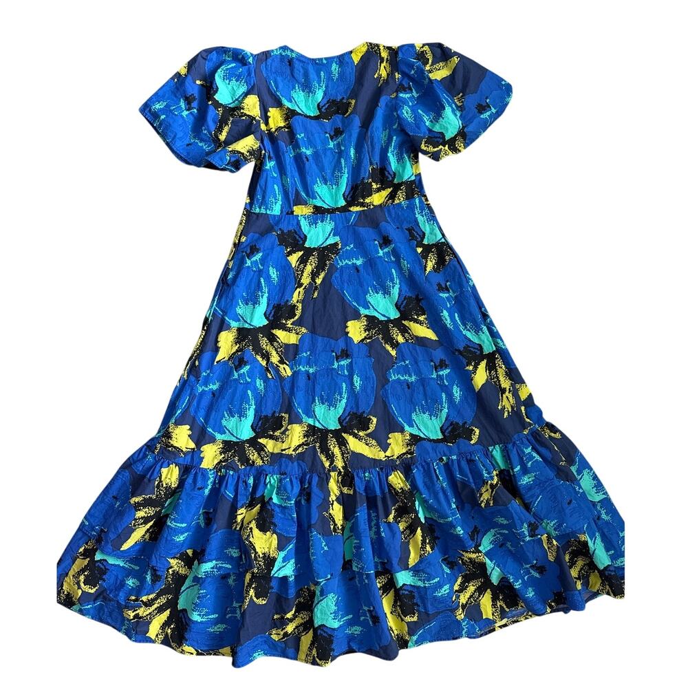 Christopher John Rogers x Target Floral Tiered Puff Sleeve Dress Blue Size 12 - Picture 12 of 12